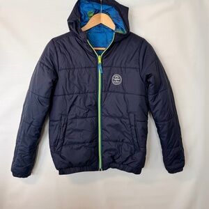WED’ZE by Decathlon Young Blue/Green Reverse Puffer Ski Jacket Sz M US 12 - 14